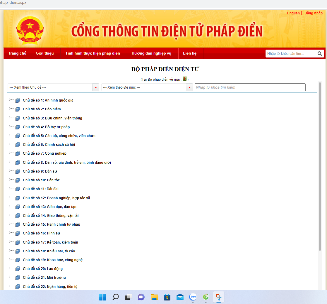 Hướng dẫn sử dụng, khai thác Bộ Pháp điển điện tử
